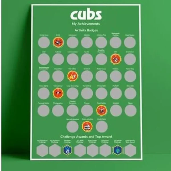 Offer Cubs A3 Scratch Off Badge Achievement Poster